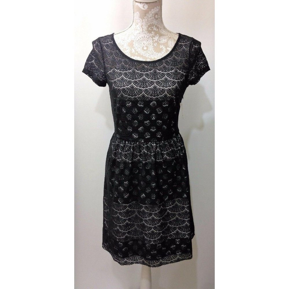Maison Jules Dress Small‎ Black Lace Overlay